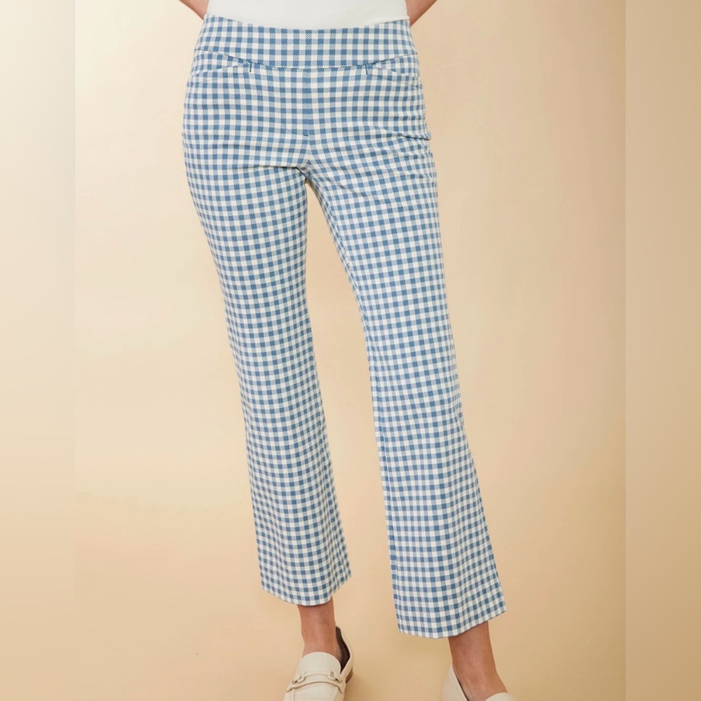 👖 Spartina 449 Maren Kick Flare Pant in Clara Gingham Bluestone